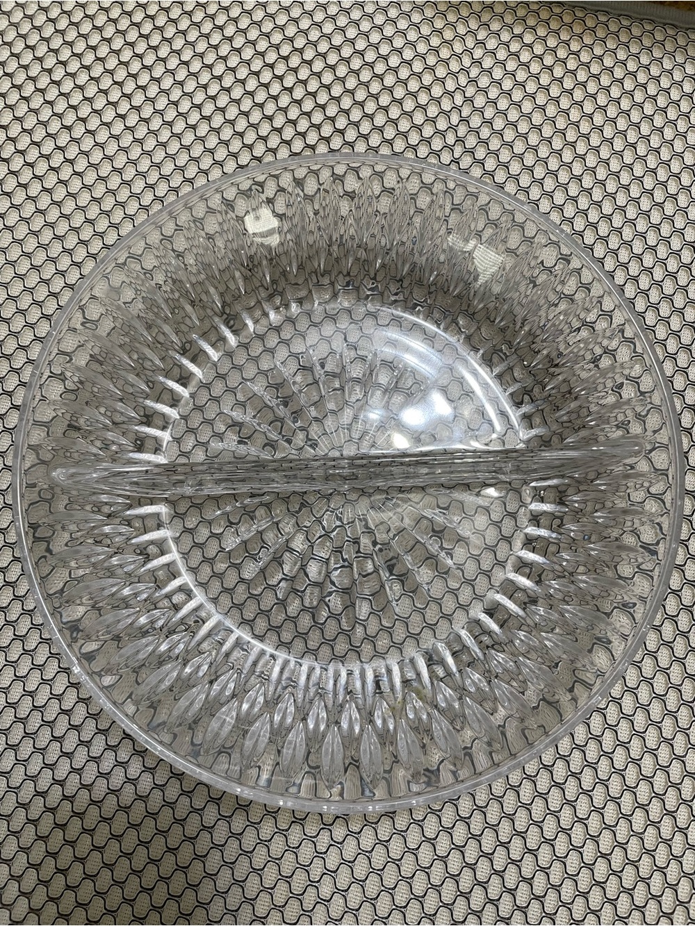 Princess House Clear Divided Crystal Serving Bowl